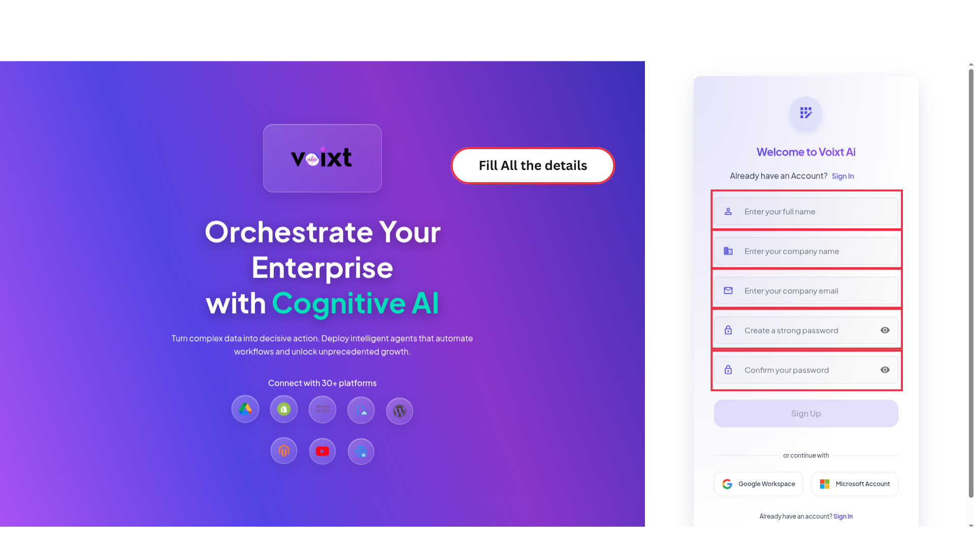Sign Up image without filled text